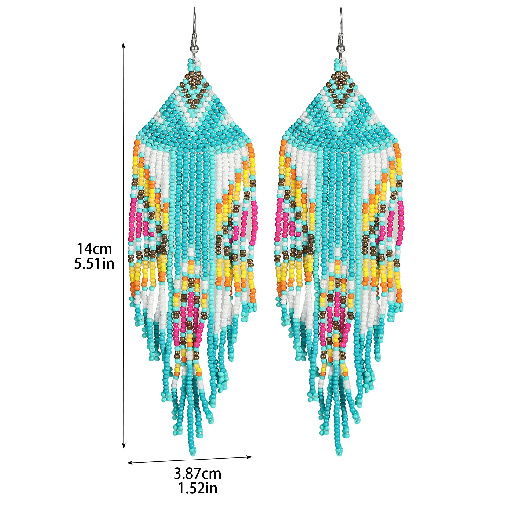 1 Pair Retro Classic Style Colorful Seed Bead Drop Earrings display picture 3