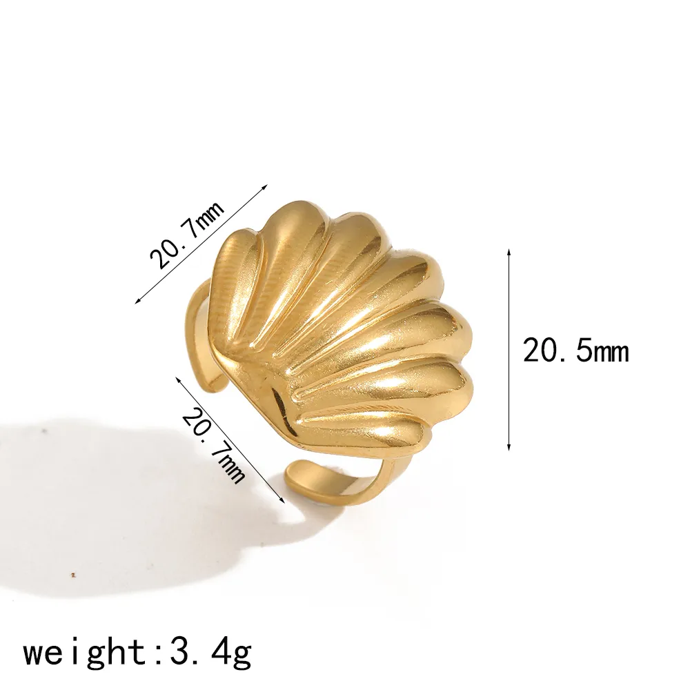 Marine Style Beach Scallop Dolphin Coral 304 Stainless Steel Plating 18K Gold Plated Women's Rings display picture 7