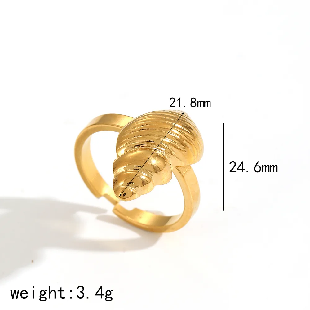 Marine Style Beach Scallop Dolphin Coral 304 Stainless Steel Plating 18K Gold Plated Women's Rings display picture 5