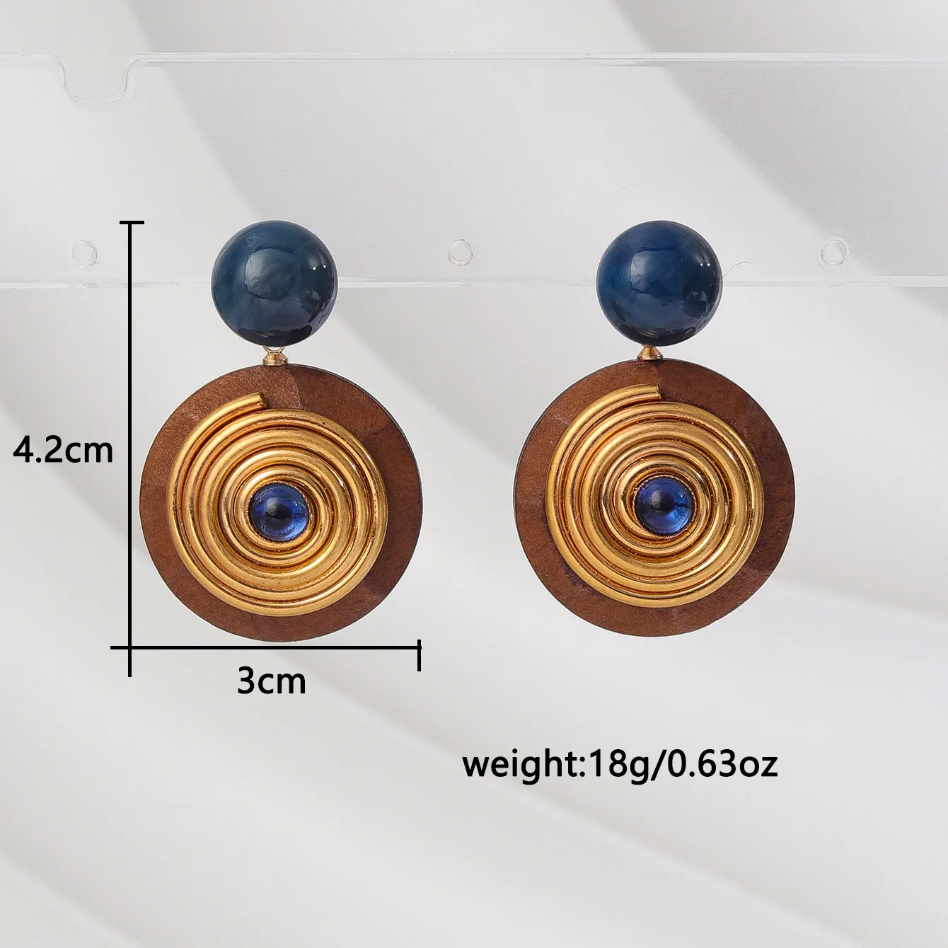 1 Pair Retro Punk Round Wood Drop Earrings display picture 3