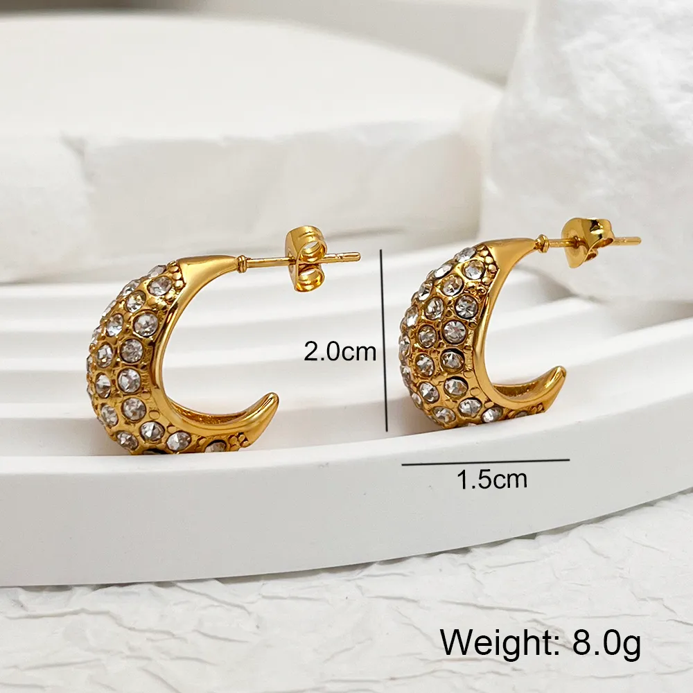 Vacation Classic Style Water Droplets Heart Shape Inlay 304 Stainless Steel 18K Gold Plated Earrings display picture 9