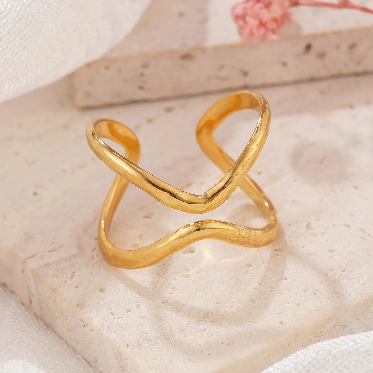 Retro Classic Style Geometric Starfish Heart Shape 304 Stainless Steel Plating Women's Open Rings display picture 7