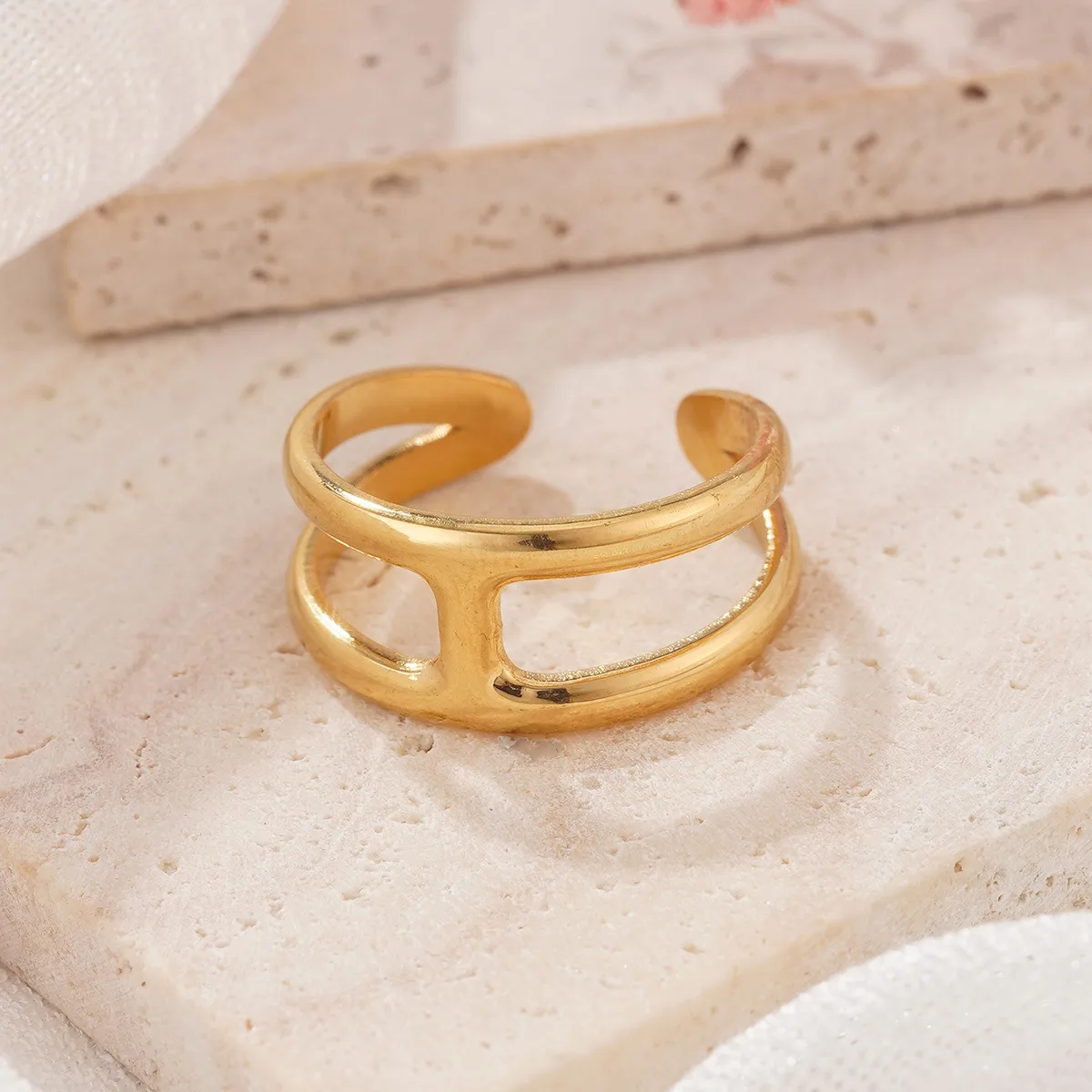 Retro Classic Style Geometric Starfish Heart Shape 304 Stainless Steel Plating Women's Open Rings display picture 11