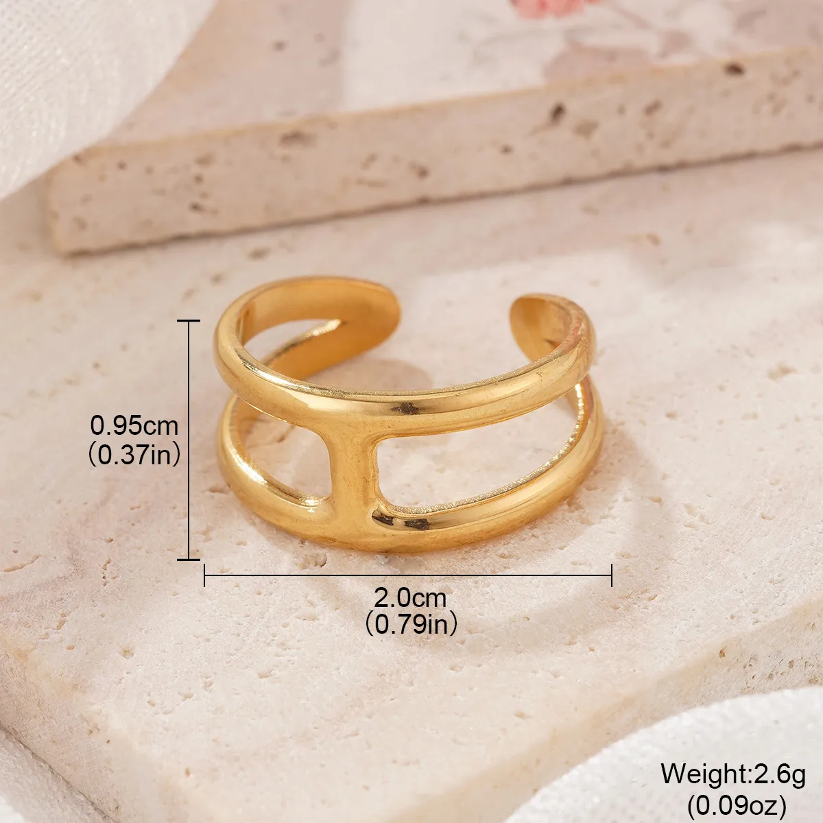 Retro Classic Style Geometric Starfish Heart Shape 304 Stainless Steel Plating Women's Open Rings display picture 12