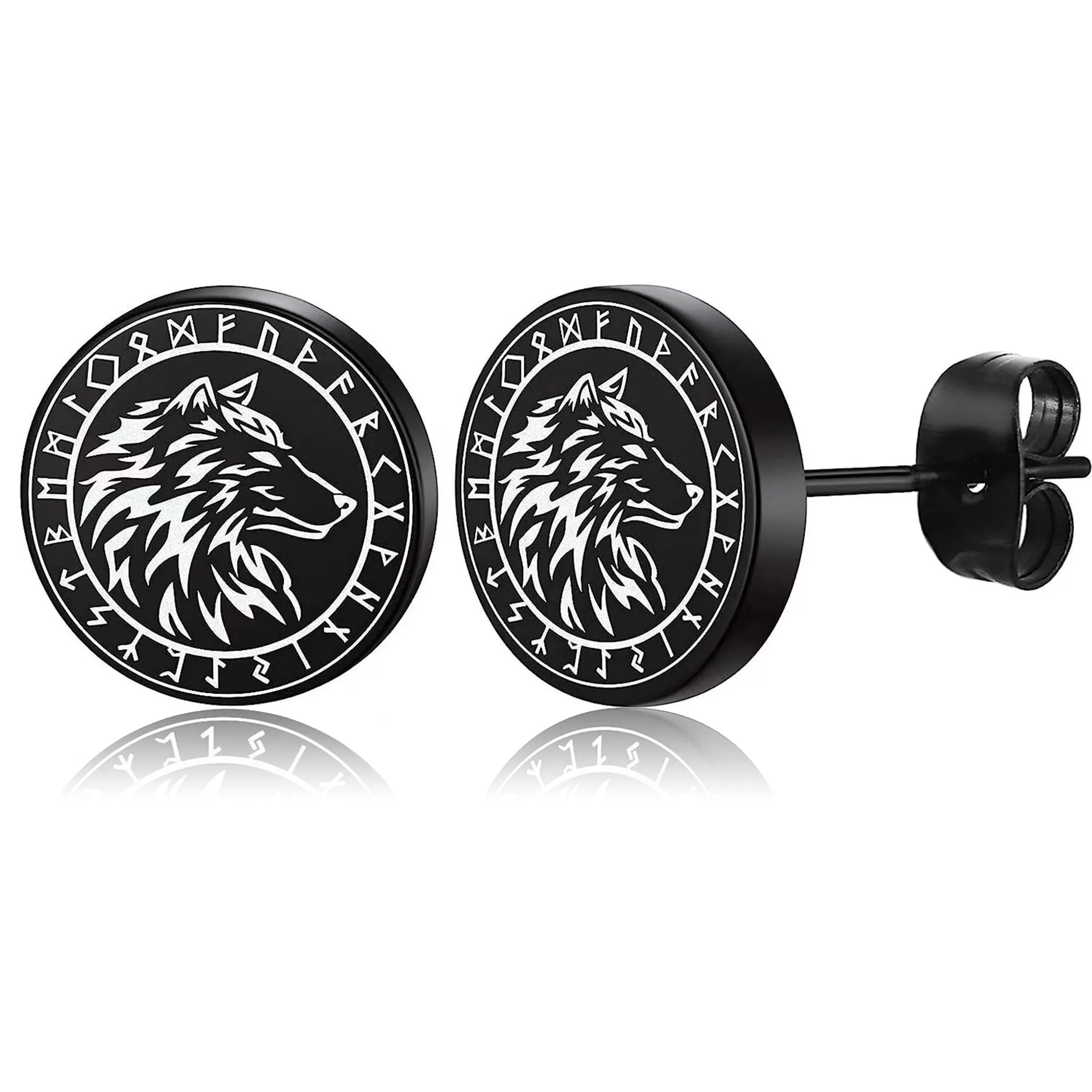 1 Piece Retro Animal Letter Carving 304 Stainless Steel Ear Studs display picture 2