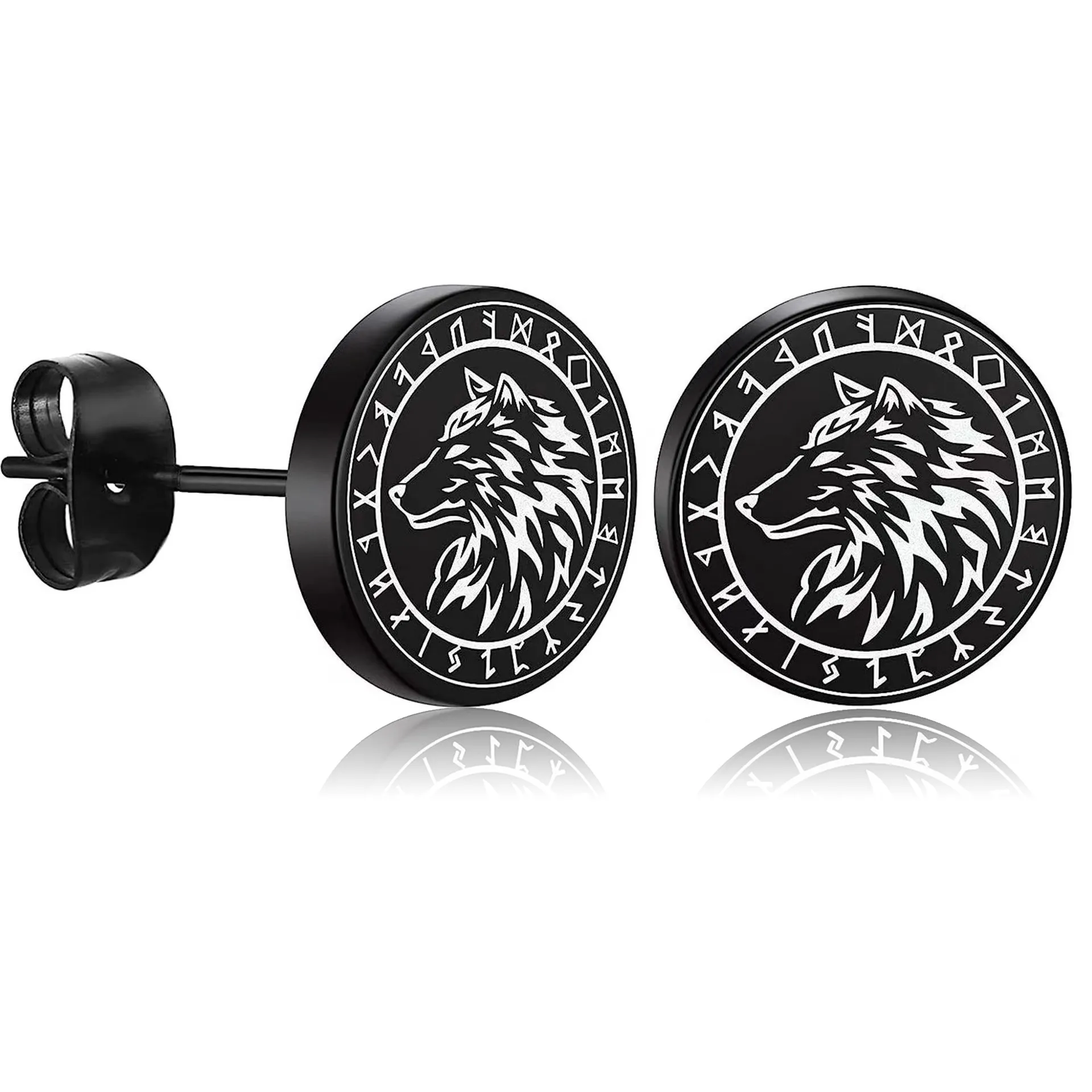 1 Piece Retro Animal Letter Carving 304 Stainless Steel Ear Studs display picture 1