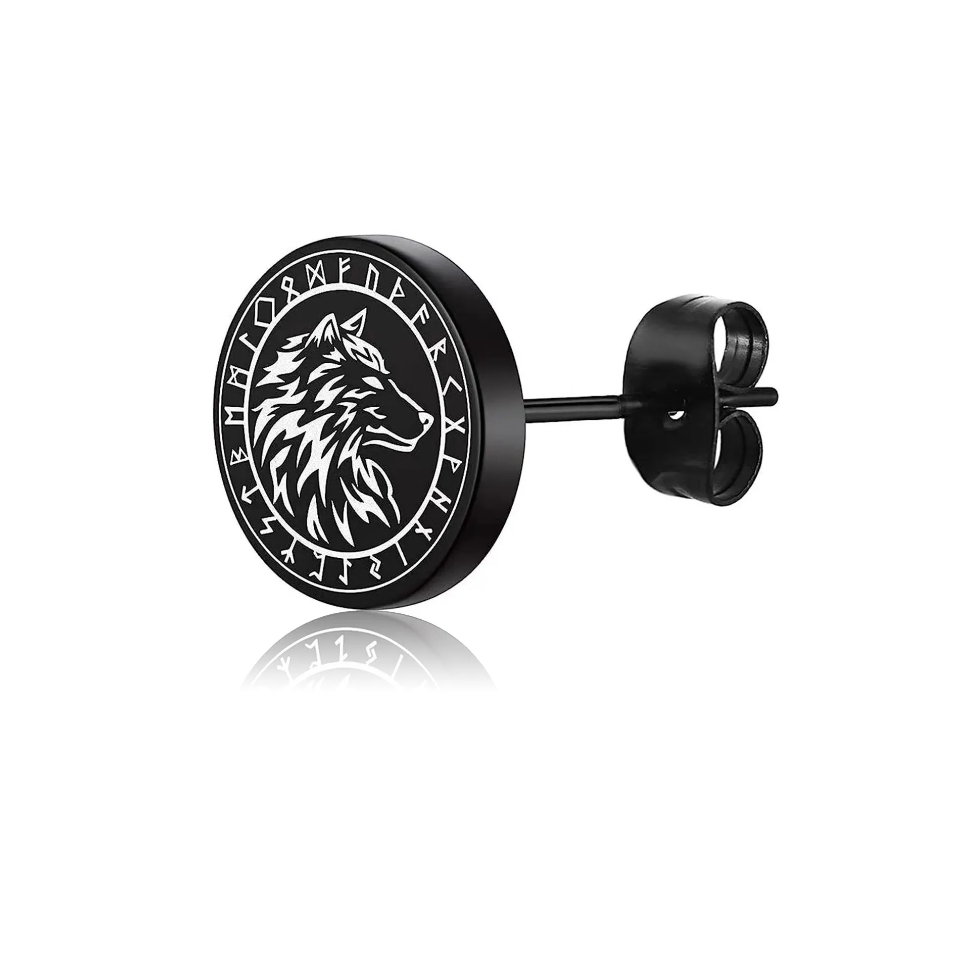 1 Piece Retro Animal Letter Carving 304 Stainless Steel Ear Studs display picture 3