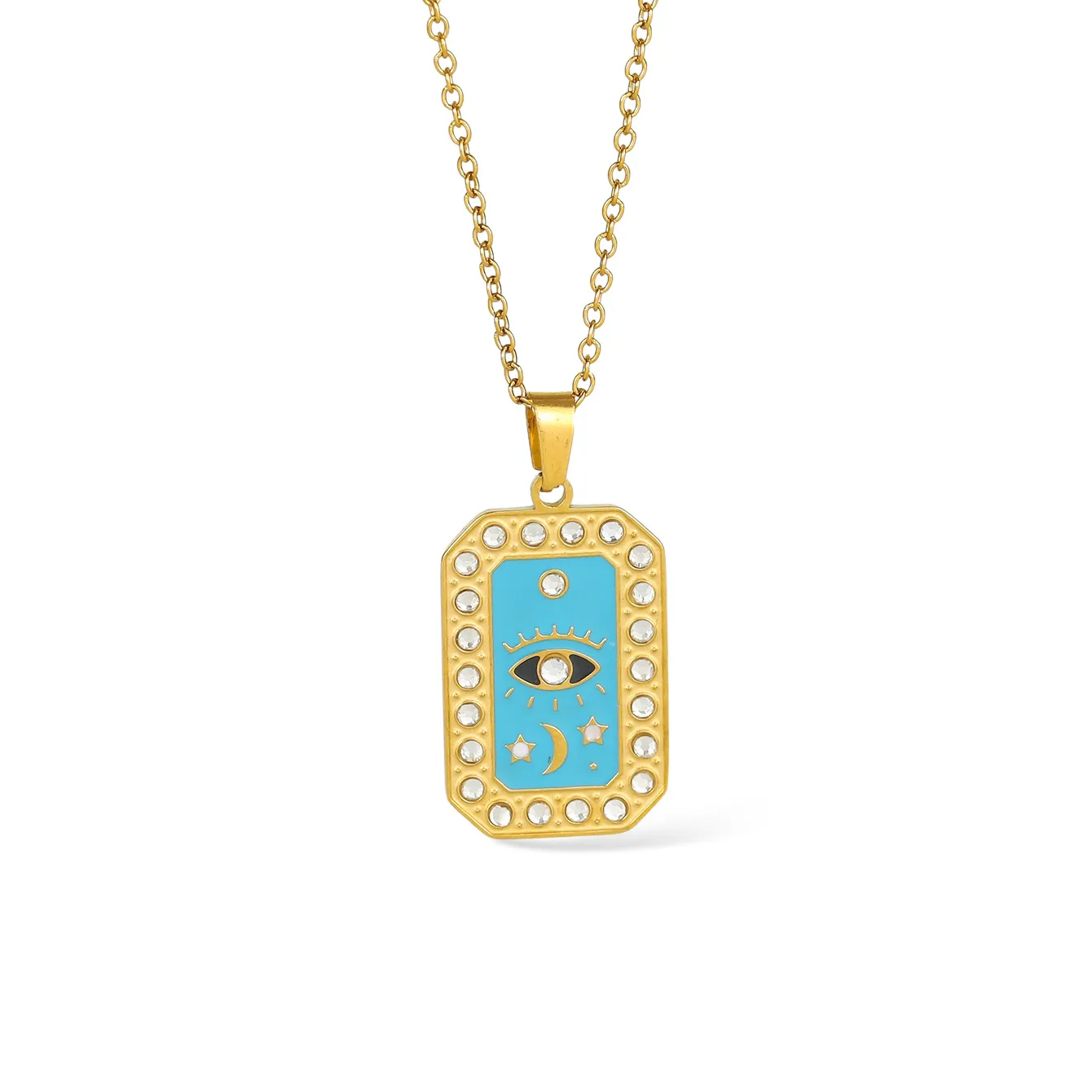 Retro Classic Style Geometric Devil's Eye Titanium Steel Women's Pendant Necklace display picture 1