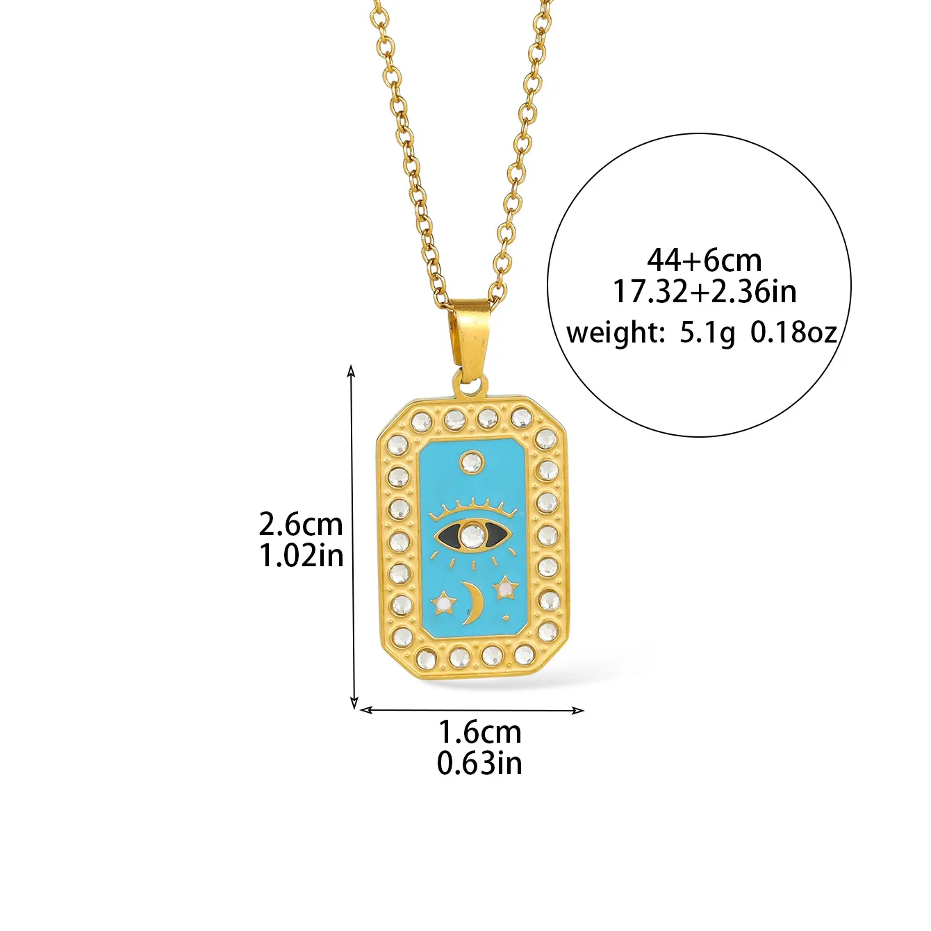 Retro Classic Style Geometric Devil's Eye Titanium Steel Women's Pendant Necklace display picture 2