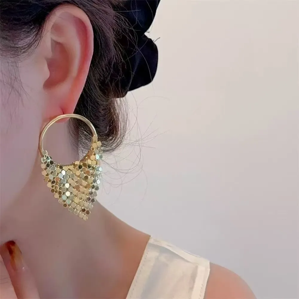 1 Pair/Package Casual Modern Style Round Sequins Polishing Plating Copper 18K Gold Plated White Gold Plated Earrings display picture 2