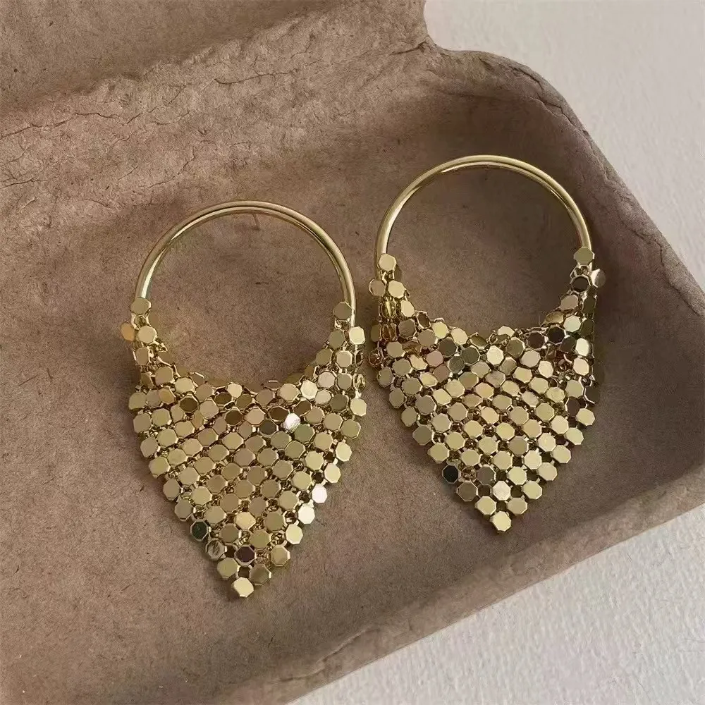 1 Pair/Package Casual Modern Style Round Sequins Polishing Plating Copper 18K Gold Plated White Gold Plated Earrings display picture 3