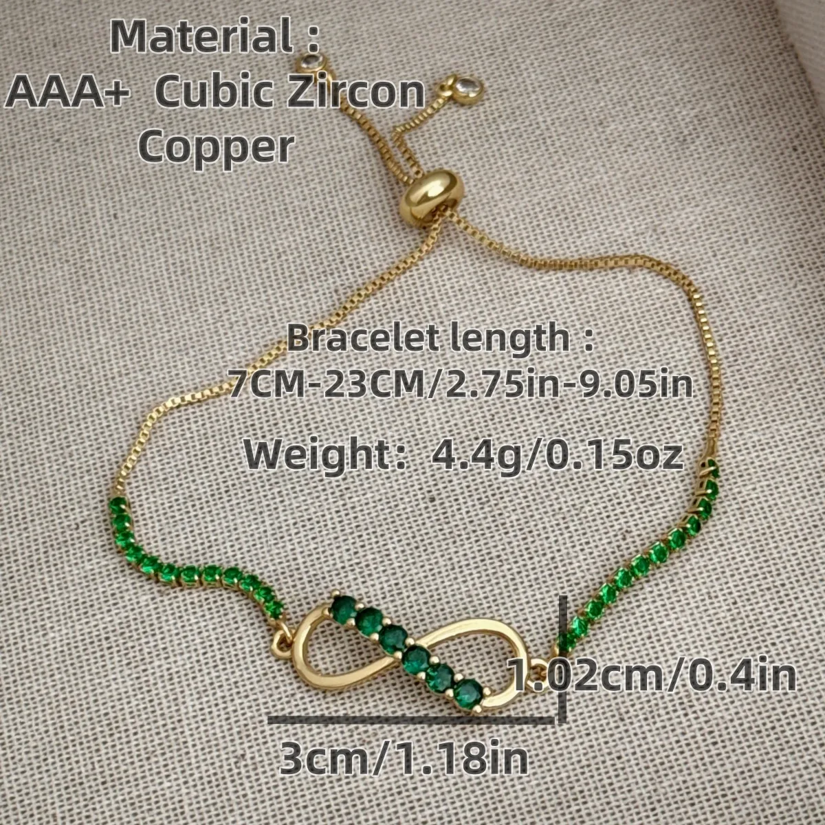 Simple Style Infinity Copper Plating Inlay Zircon 18K Gold Plated Women's Bracelets display picture 7