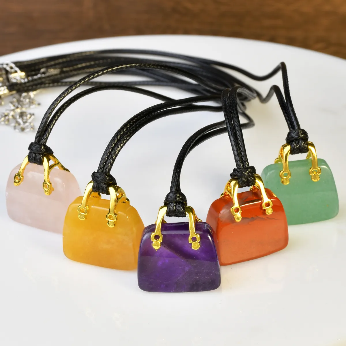 Retro Classic Style Bag Alloy Natural Stone Women's Pendant Necklace display picture 5