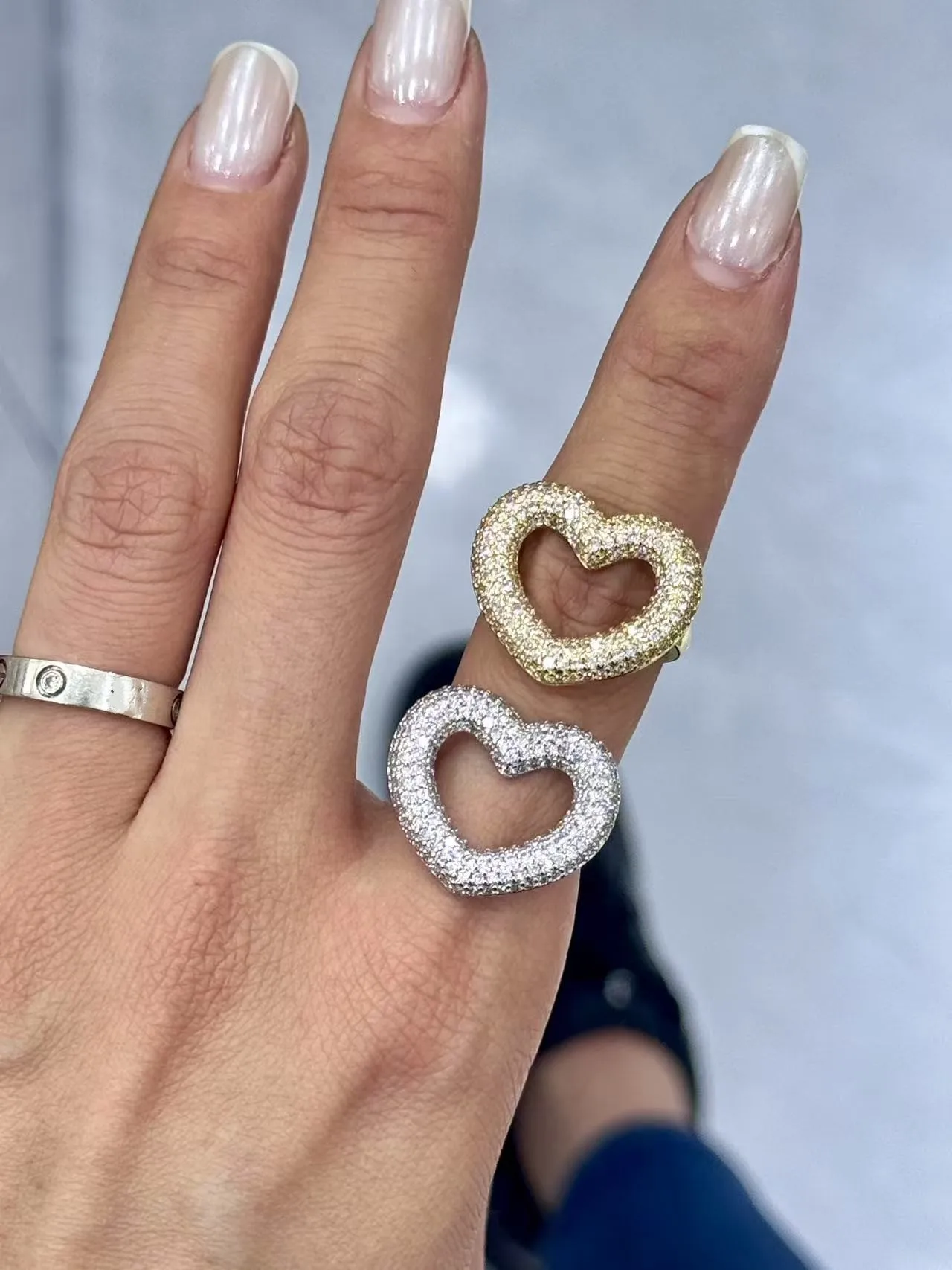 Modern Style Simple Style Heart Shape Copper Polishing Hollow Out Inlay Zircon 18K Gold Plated White Gold Plated Women's Rings display picture 1