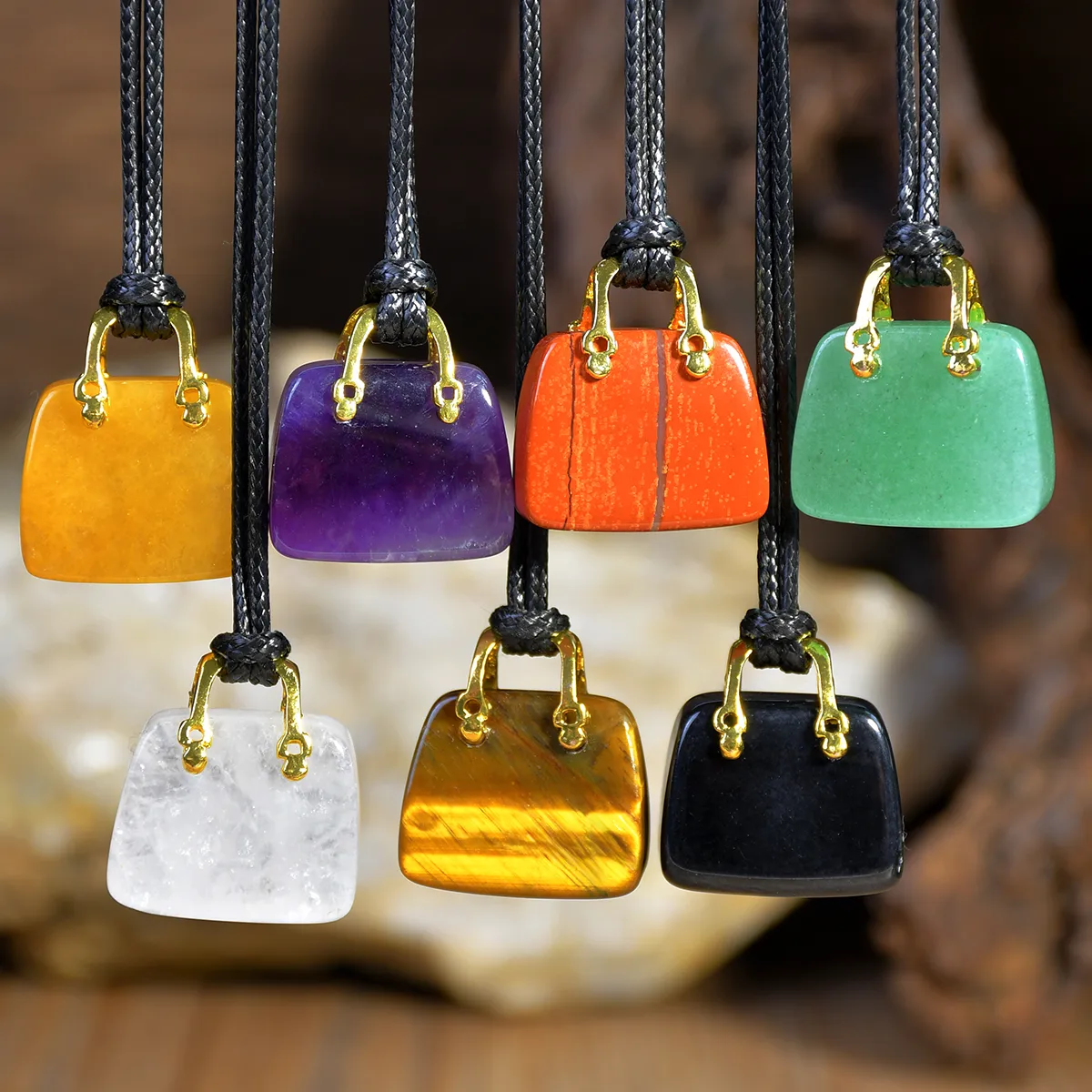 Retro Classic Style Bag Alloy Natural Stone Women's Pendant Necklace display picture 1