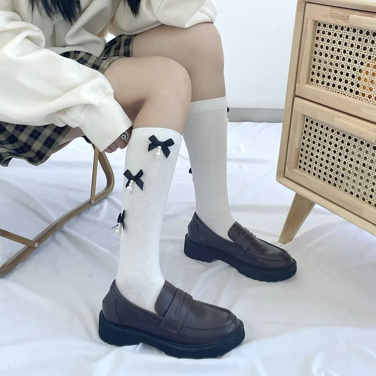 Women's New Style Solid Color Bow Knot Cotton Ankle Socks A Pair display picture 7