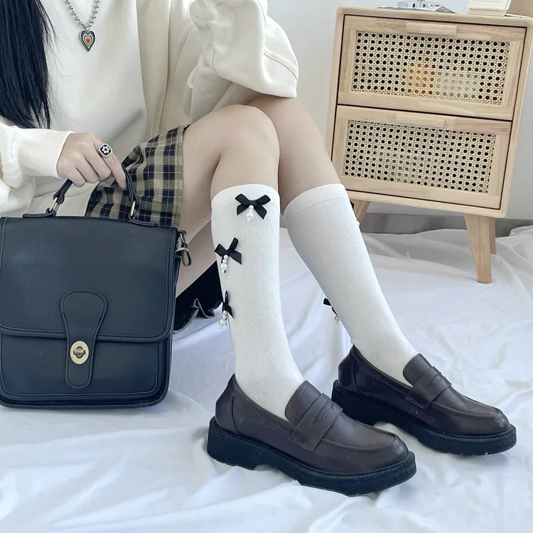 Women's New Style Solid Color Bow Knot Cotton Ankle Socks A Pair display picture 5