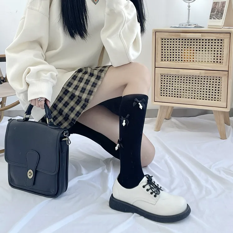 Women's New Style Solid Color Bow Knot Cotton Ankle Socks A Pair display picture 11