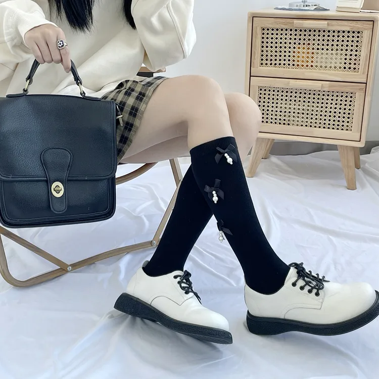 Women's New Style Solid Color Bow Knot Cotton Ankle Socks A Pair display picture 13