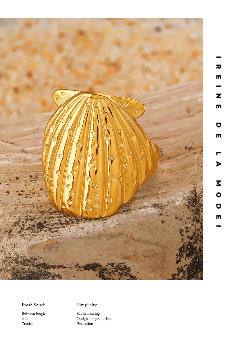 Elegant Modern Style Cherry Shell 304 Stainless Steel Plating 18K Gold Plated Women's Charm Rings Open Rings Rings display picture 2