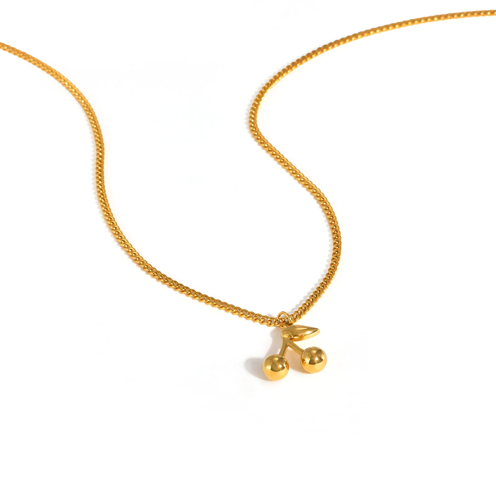 Wholesale Jewelry Sweet Cherry 304 Stainless Steel 18K Gold Plated Necklace Grinding Chain display picture 8