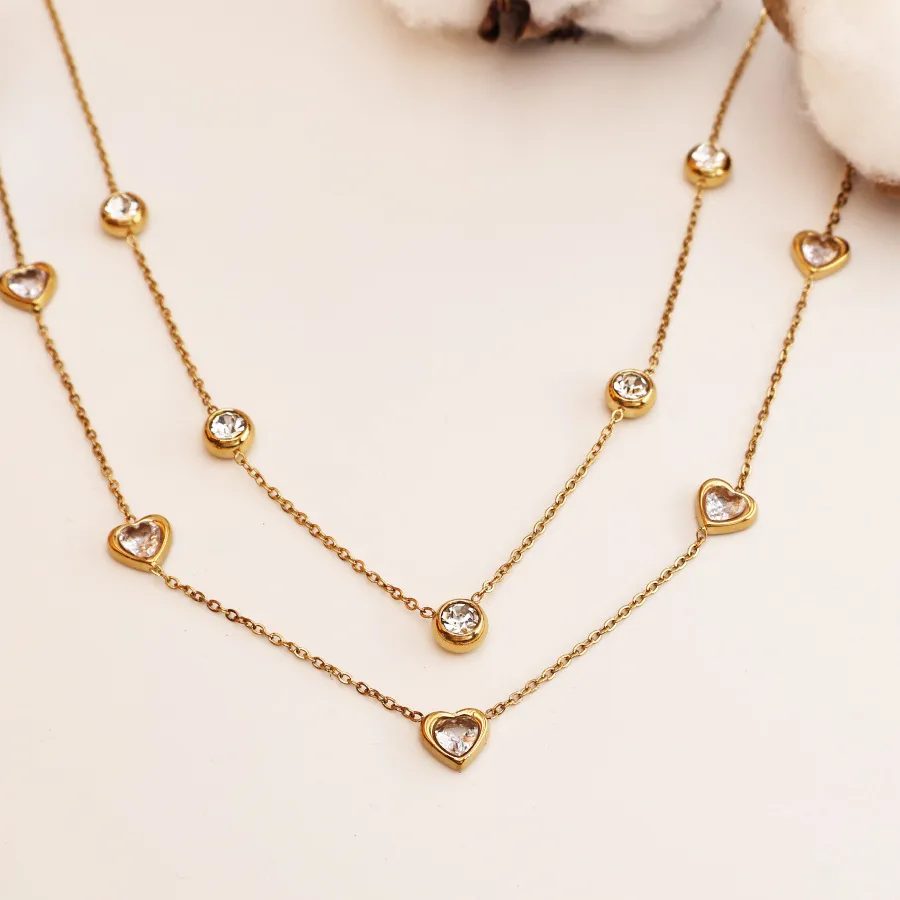Retro Classic Style Heart Shape Eye 304 Stainless Steel Titanium Steel Plating Zircon 18K Gold Plated Women's Pendant Necklace display picture 6