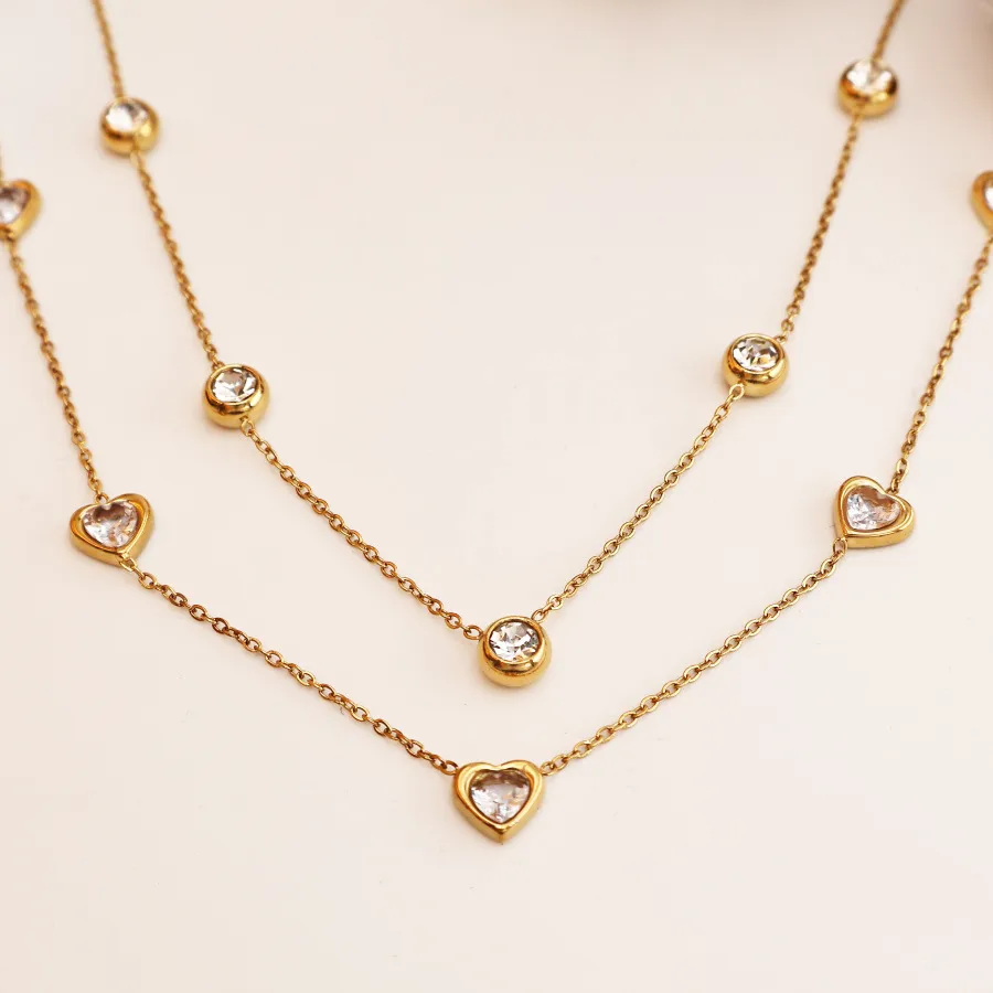Retro Classic Style Heart Shape Eye 304 Stainless Steel Titanium Steel Plating Zircon 18K Gold Plated Women's Pendant Necklace display picture 9