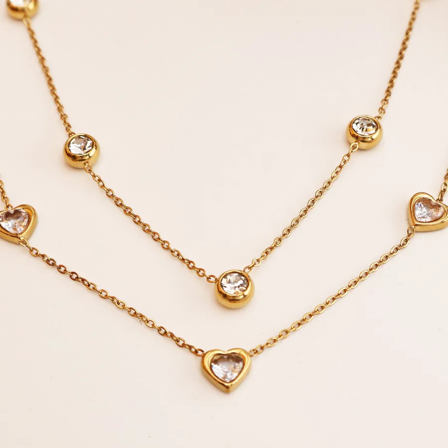Retro Classic Style Heart Shape Eye 304 Stainless Steel Titanium Steel Plating Zircon 18K Gold Plated Women's Pendant Necklace display picture 7