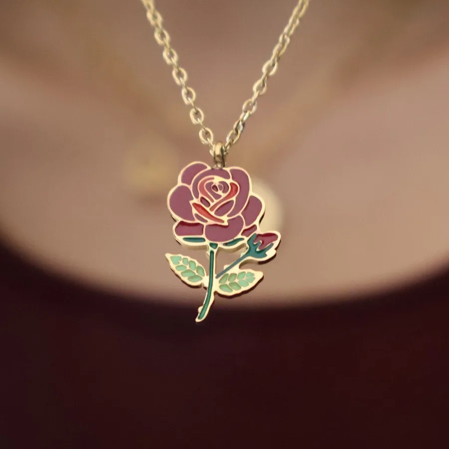 Retro Classic Style Rose Flower Tulips 304 Stainless Steel Plating 18K Gold Plated Unisex Pendant Necklace display picture 2