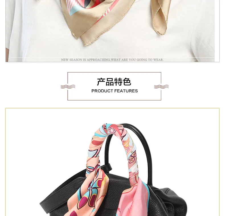 Imitation Silk 70 Small Square Versatile Spring And Autumn Thin Fashion Summer Silk Scarf Ribbon Scarf Wholesale High Sense Scarf display picture 2