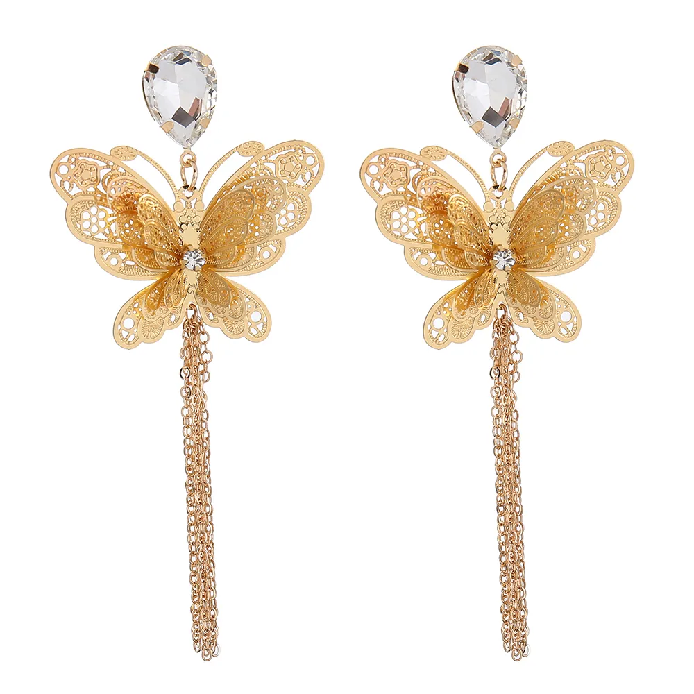 1 Pair Fairy Style Retro Lady Heart Shape Butterfly Alloy Rhinestones Drop Earrings display picture 9