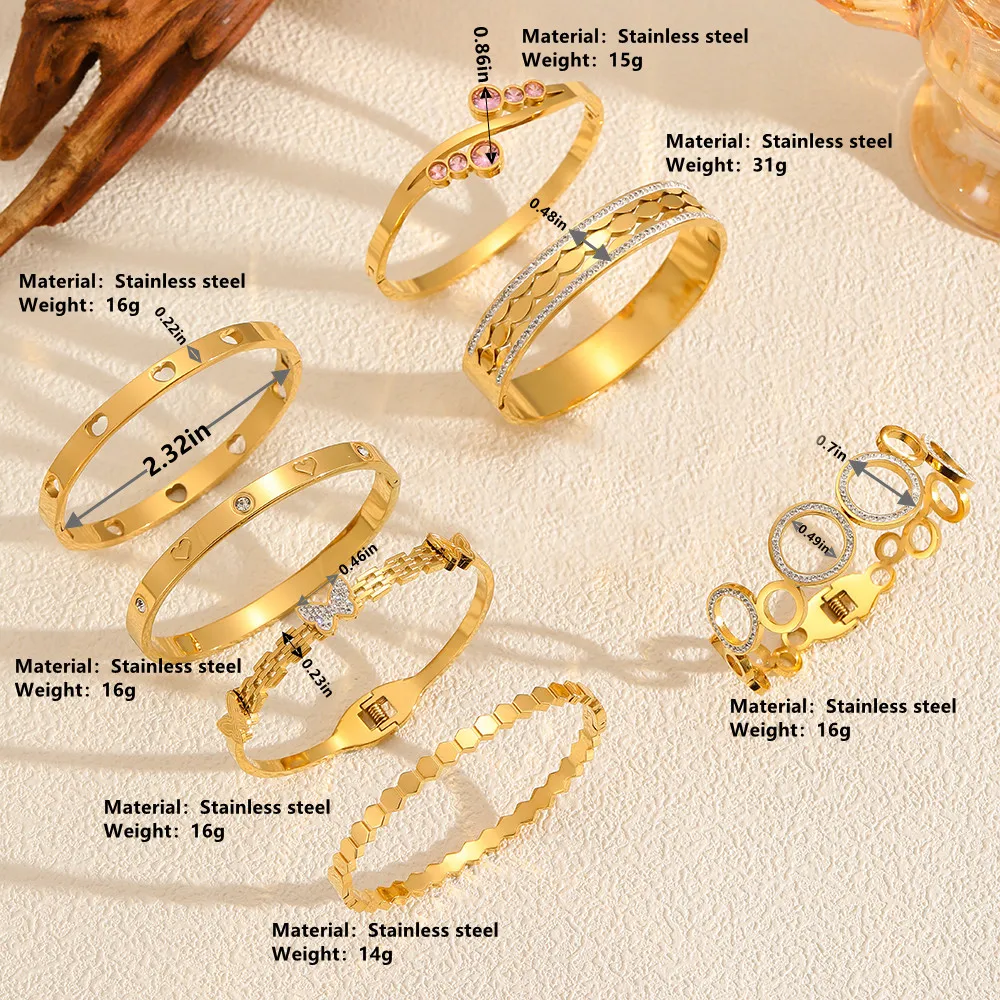 Vintage Style Solid Color 304 Stainless Steel Plating 18K Gold Plated Women's Bangle display picture 2