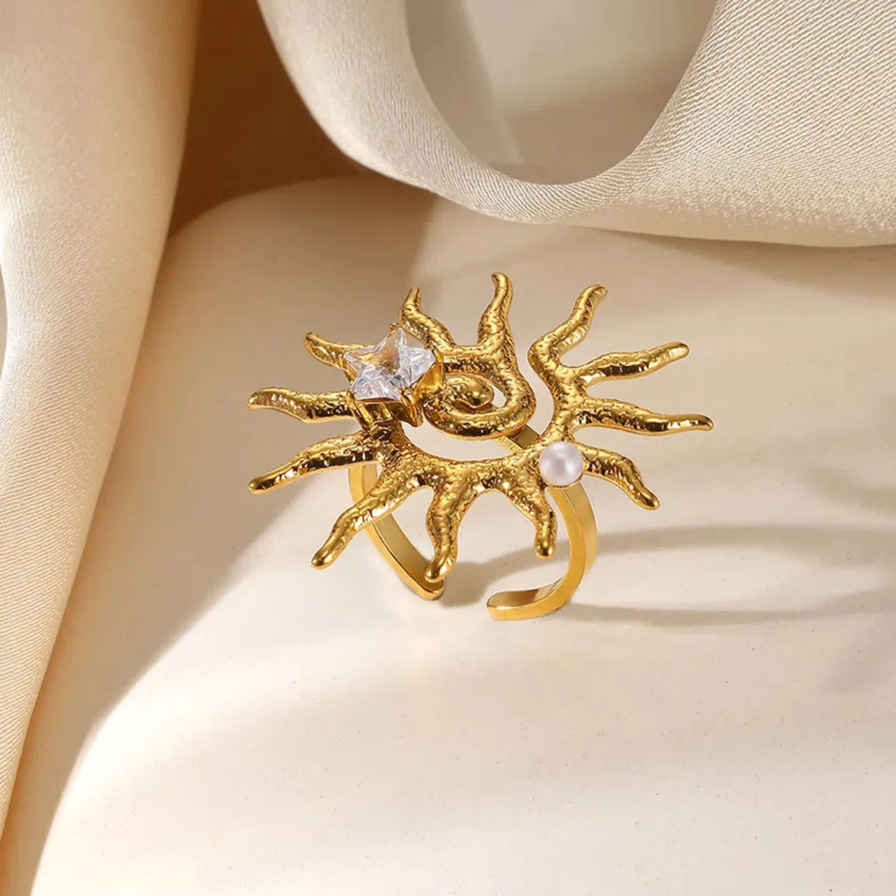 Vintage Style Simple Style Geometric Sun Star 304 Stainless Steel Women's Open Rings display picture 21