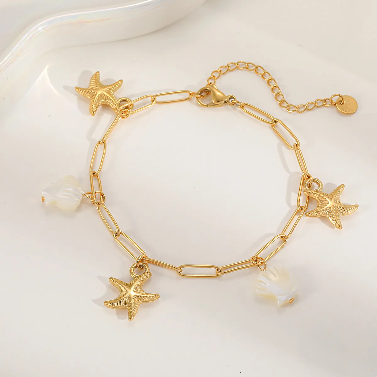Casual Beach Tortoise Starfish Crab 304 Stainless Steel Inlay Acrylic 18K Gold Plated Women's Bracelets display picture 4
