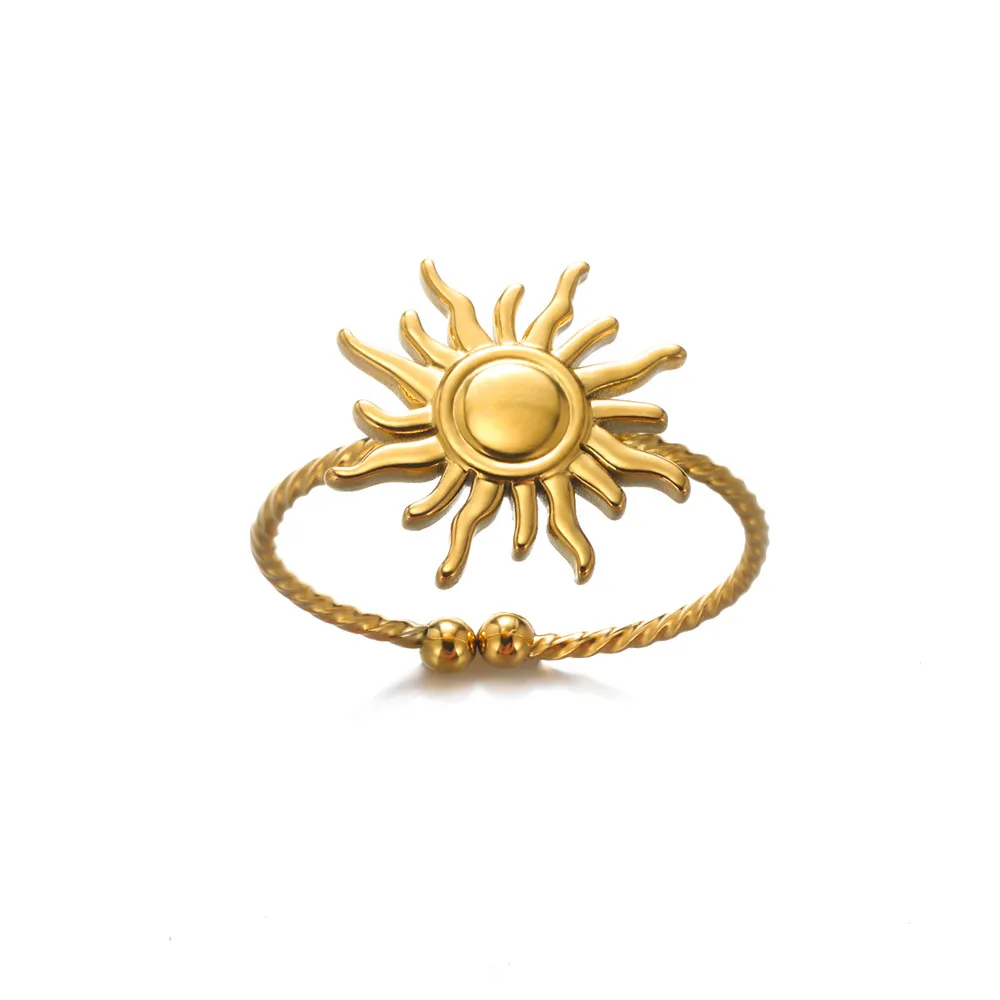 Vintage Style Simple Style Geometric Sun Star 304 Stainless Steel Women's Open Rings display picture 1