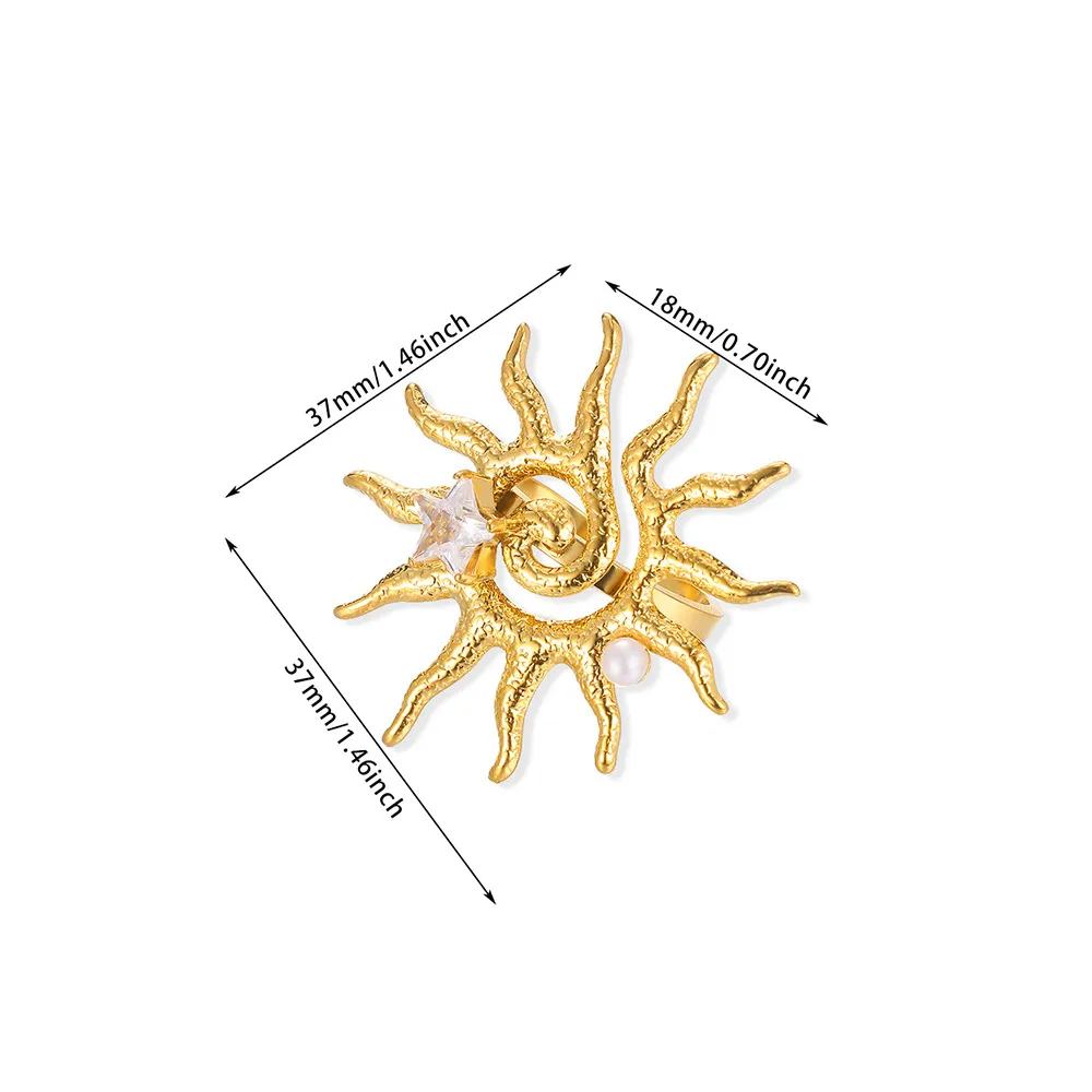Vintage Style Simple Style Geometric Sun Star 304 Stainless Steel Women's Open Rings display picture 7