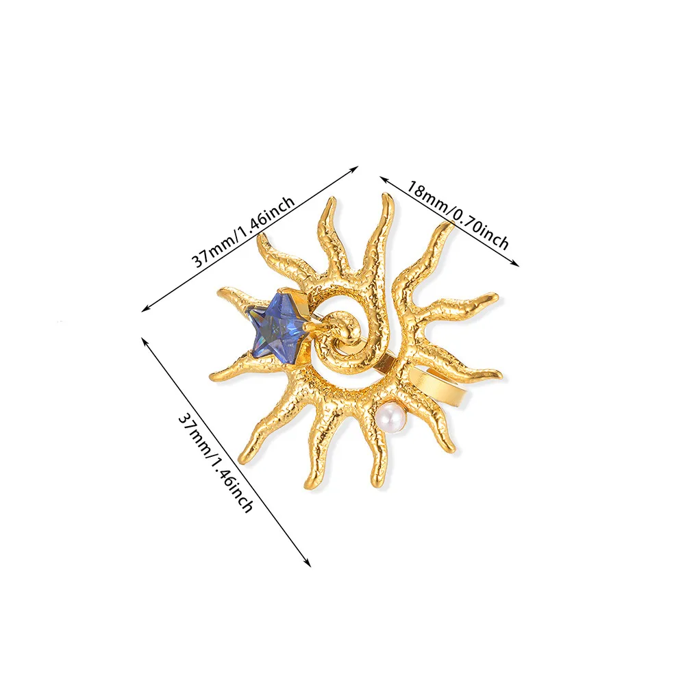 Vintage Style Simple Style Geometric Sun Star 304 Stainless Steel Women's Open Rings display picture 9