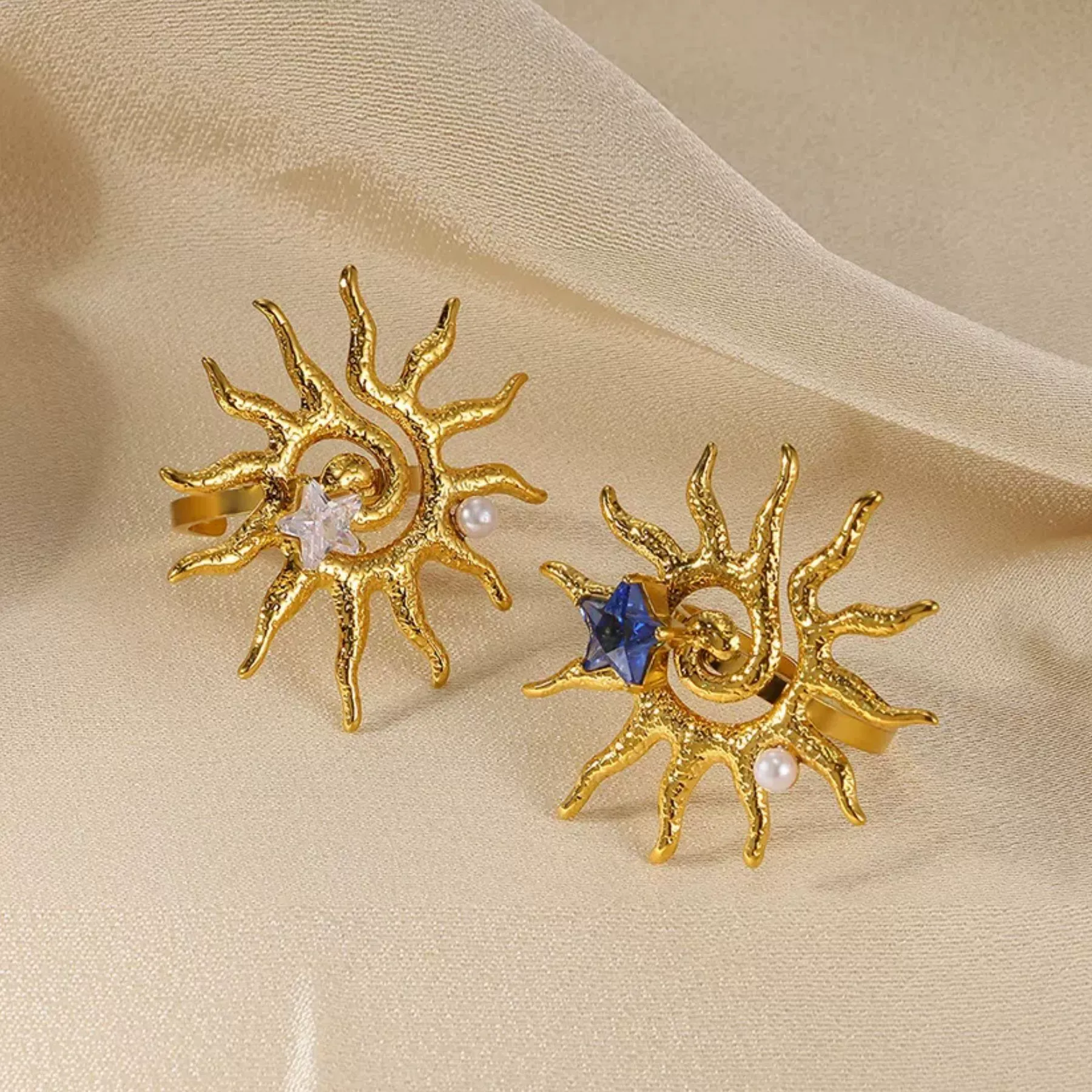 Vintage Style Simple Style Geometric Sun Star 304 Stainless Steel Women's Open Rings display picture 23
