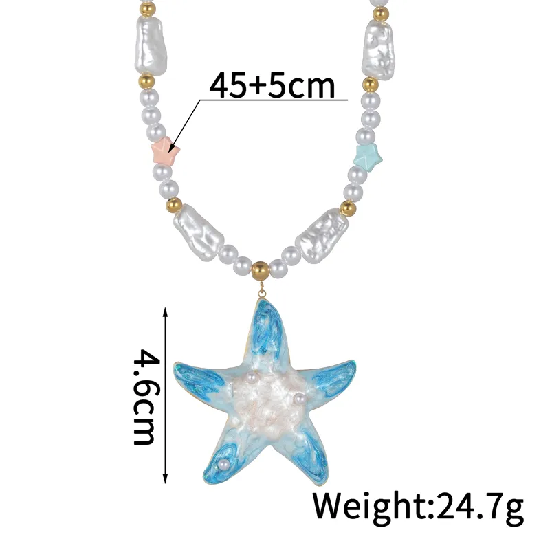 Vacation Classic Style Starfish Heart Shape Butterfly 304 Stainless Steel Artificial Pearl 18K Gold Plated Women's Pendant Necklace display picture 2
