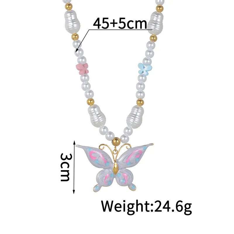 Vacation Classic Style Starfish Heart Shape Butterfly 304 Stainless Steel Artificial Pearl 18K Gold Plated Women's Pendant Necklace display picture 3