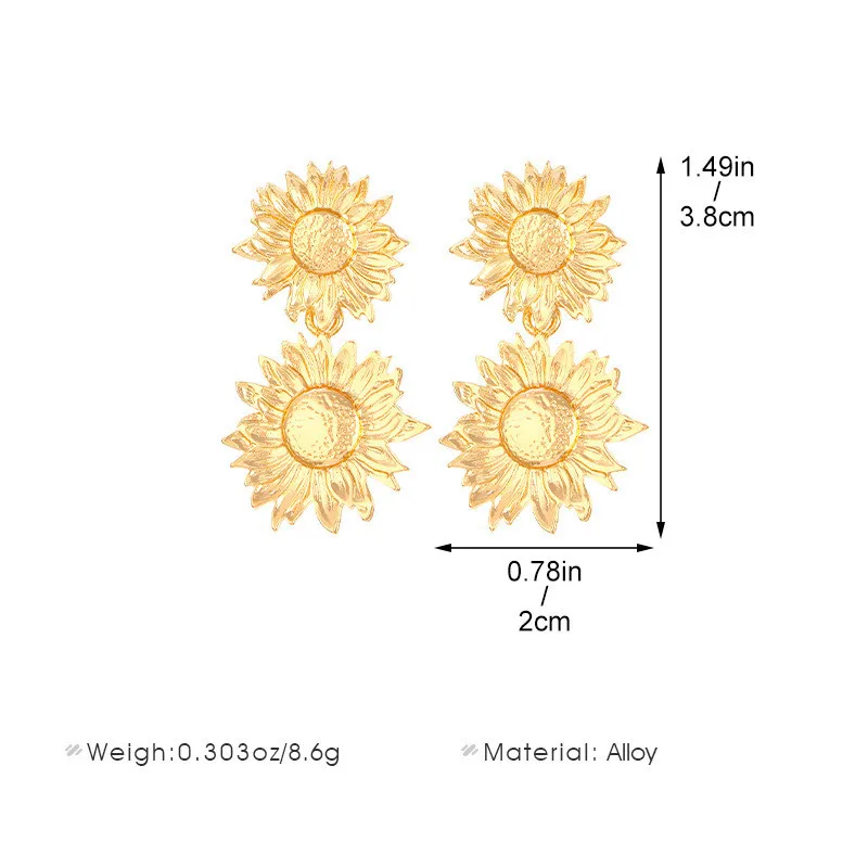 1 Pair Streetwear Flower Plating Alloy K Gold Plated Silver Plated Ear Studs display picture 2