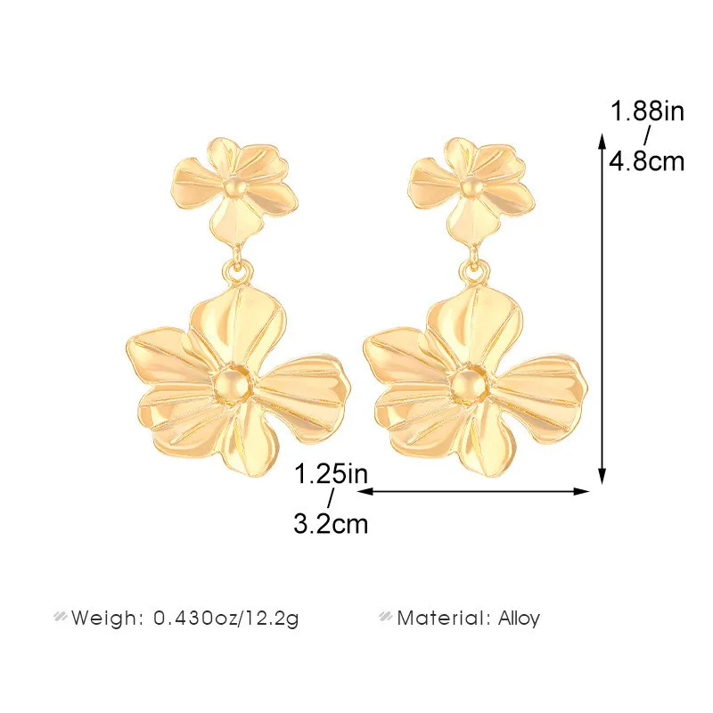 1 Pair Streetwear Flower Plating Alloy K Gold Plated Silver Plated Ear Studs display picture 3