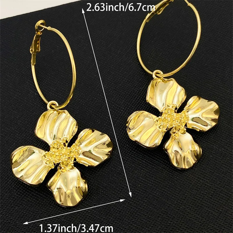 1 Pair Streetwear Flower Plating Alloy K Gold Plated Silver Plated Ear Studs display picture 4