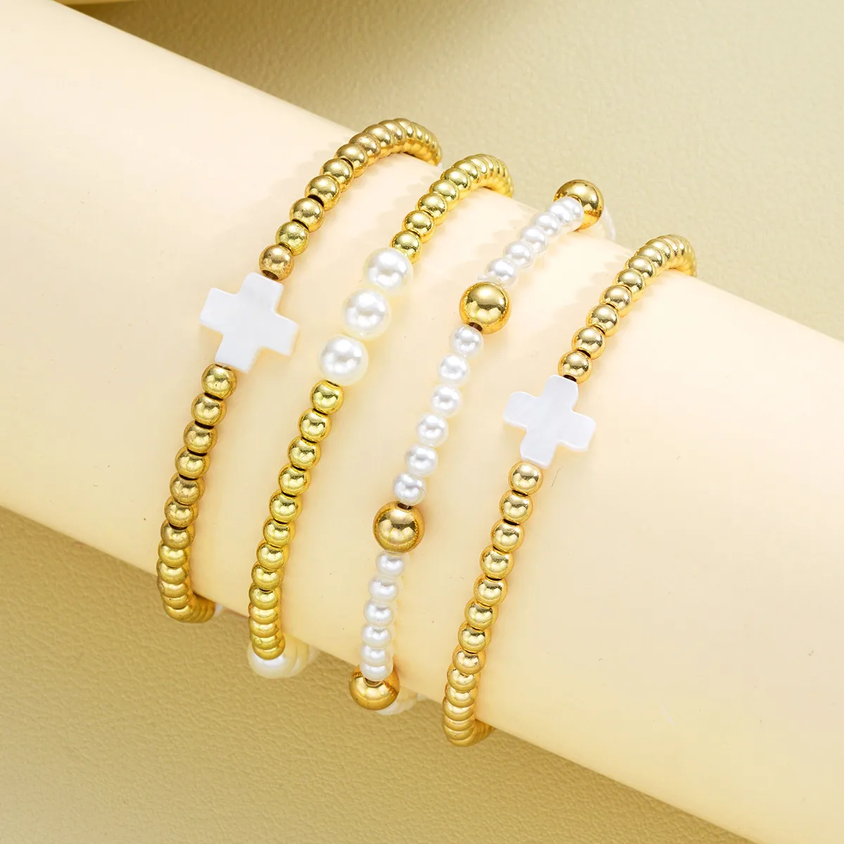 Retro Classic Style Geometric CCB Imitation Pearl Plating Women's Bracelets display picture 5