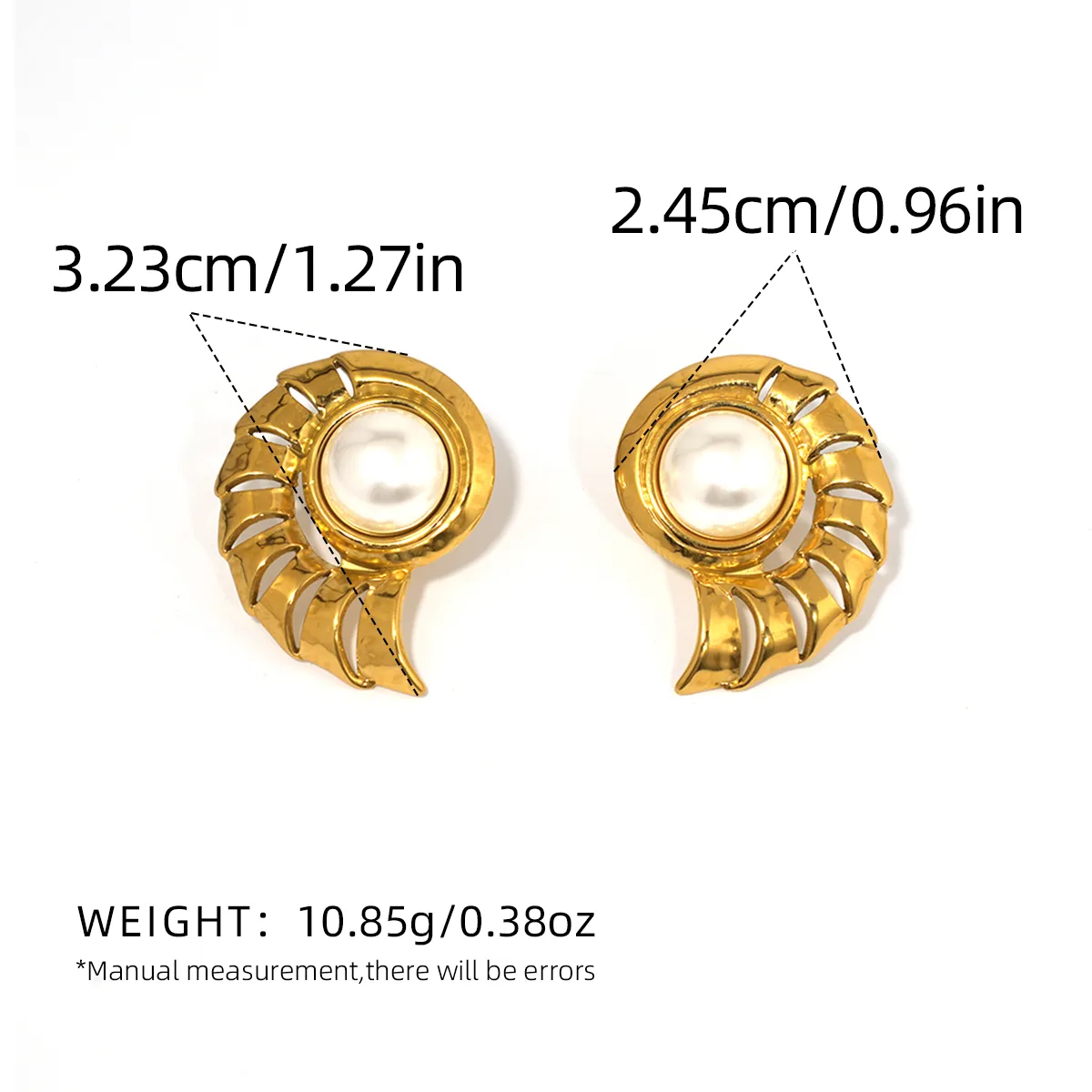 Beach Tropical Ocean Conch 304 Stainless Steel 18K Gold Plated Ear Studs display picture 1