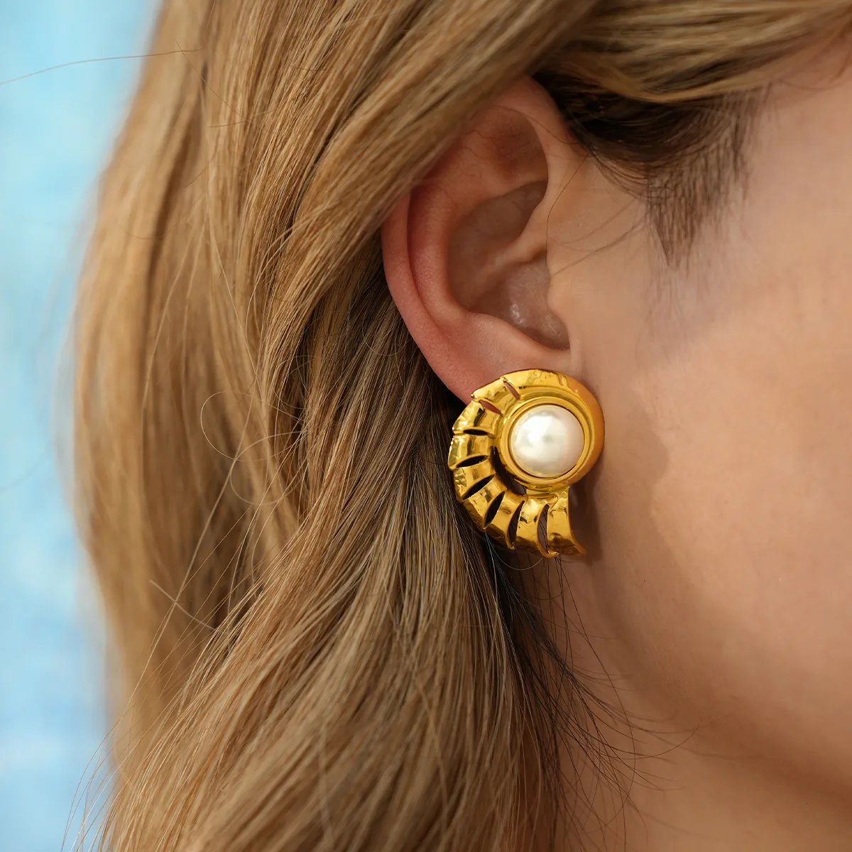 Beach Tropical Ocean Conch 304 Stainless Steel 18K Gold Plated Ear Studs display picture 3