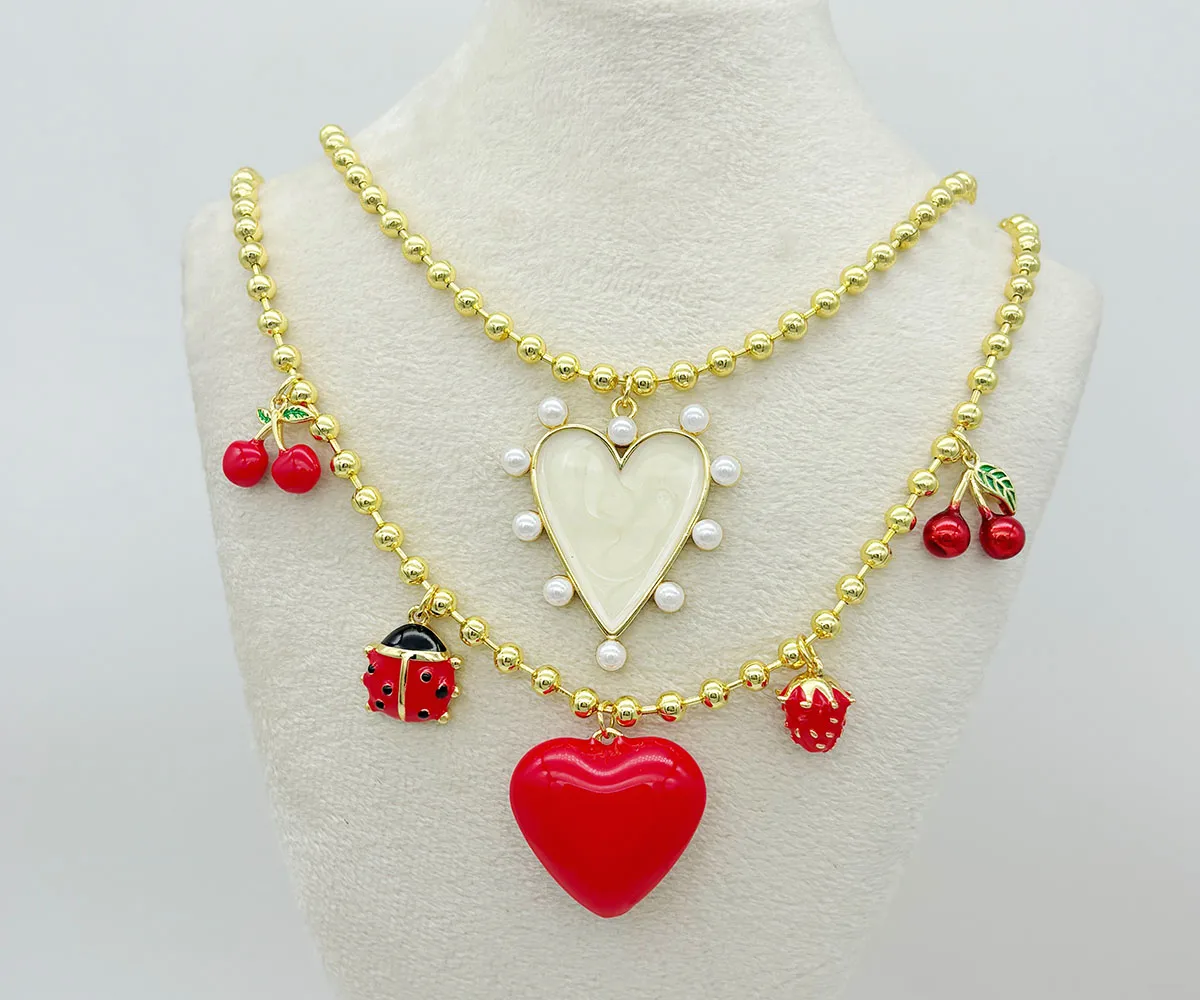 Casual Retro Cherry Heart Shape Copper Women's Pendant Necklace display picture 1