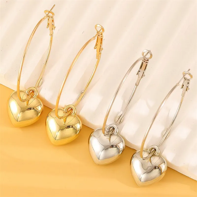 1 Pair Modern Style Heart Shape Plating CCB K Gold Plated White Gold Plated Hoop Earrings display picture 8