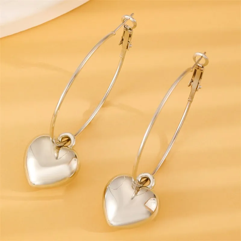 1 Pair Modern Style Heart Shape Plating CCB K Gold Plated White Gold Plated Hoop Earrings display picture 14