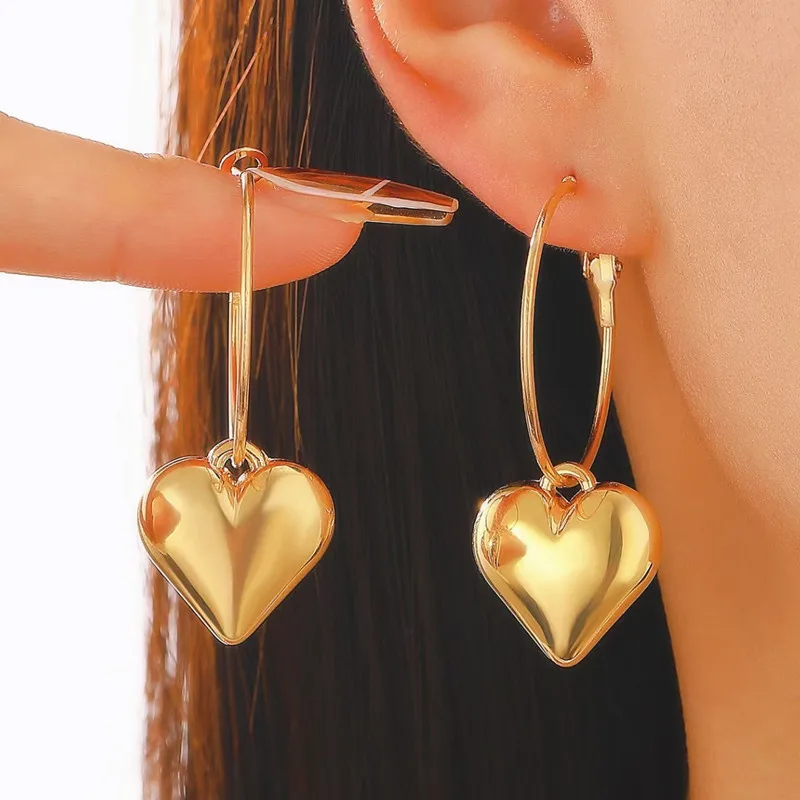 1 Pair Modern Style Heart Shape Plating CCB K Gold Plated White Gold Plated Hoop Earrings display picture 4
